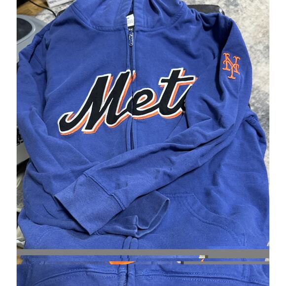 Mets Nike Hoodie Full Zip Boy’s L 16/18 Blue Full Zip Embroidered With Pockets - Picture 1 of 5